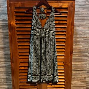 Brown and blue cocktail dress